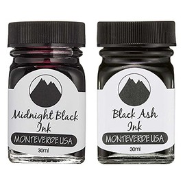 Monteverde 60ml Core Fountain Pen Ink Bottle (30ml Midnight Black Ink Bottle G309MB, 30ml Black Ash Ink Bottle G309BA)