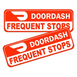 NIMONA Doordash Magnets for Car - 2-Pack Caution Frequent Stops Removable Set - Reflective Delivery Magnetic Car Door and Bumper Sign - Weather-Resistant 11.8 x 4 inch (Red-White 2 pack)