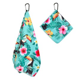Toucan Bahamas Golf Towel with Clip for Women and Men, Microfiber Waffle and Ball Towels, Set of 2…