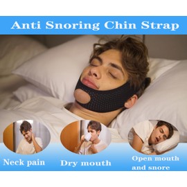 Chin Strap for Sleeping Comfortable, Anti Snoring Chin Strap, Premium Airflow Jaw Strap for Men and Women, Snoring Solution Breathable and Reusable, Chin Strap with Adjustable Velcro