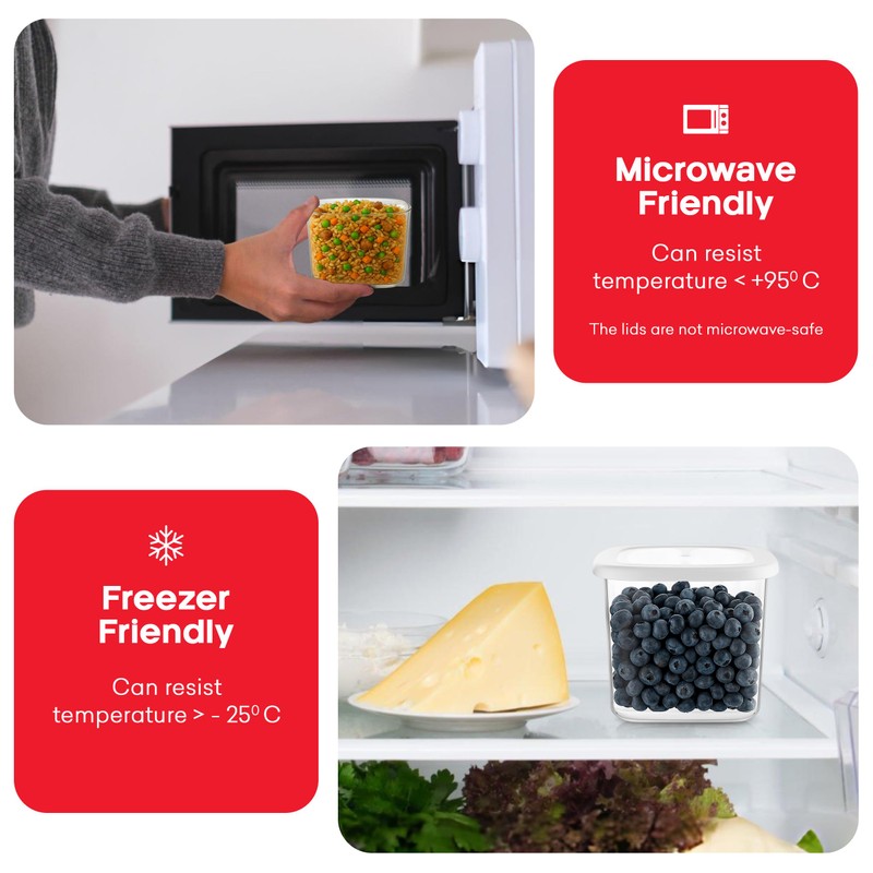 My Happy Home 12 Pcs Square Plastic Food Containers with