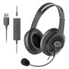 WEINYWCN 108DU Wired Computer Headset with Microphone, USB+3.5mm Port for