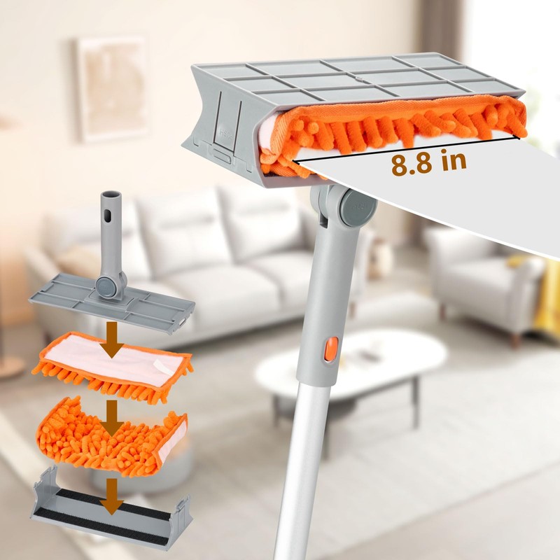 Ceiling Fan Cleaner Dusters with 72'' Extension Pole, Reusable Microfiber