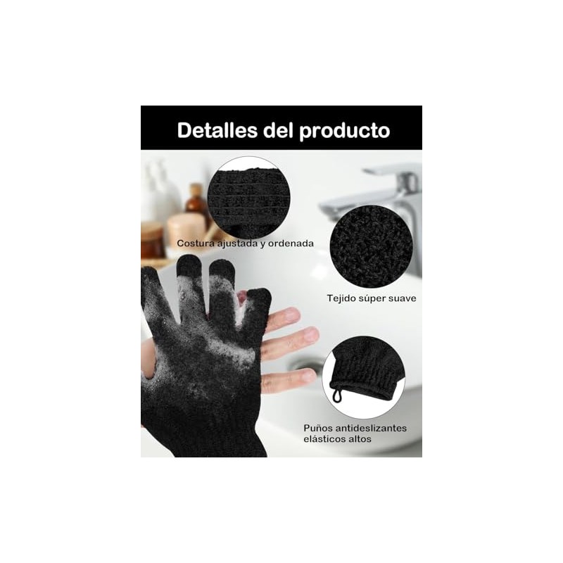 Piezas Cepillo Espalda Baño Guante Exfoliante Corporal Ducha Guantes Exfoliantes
