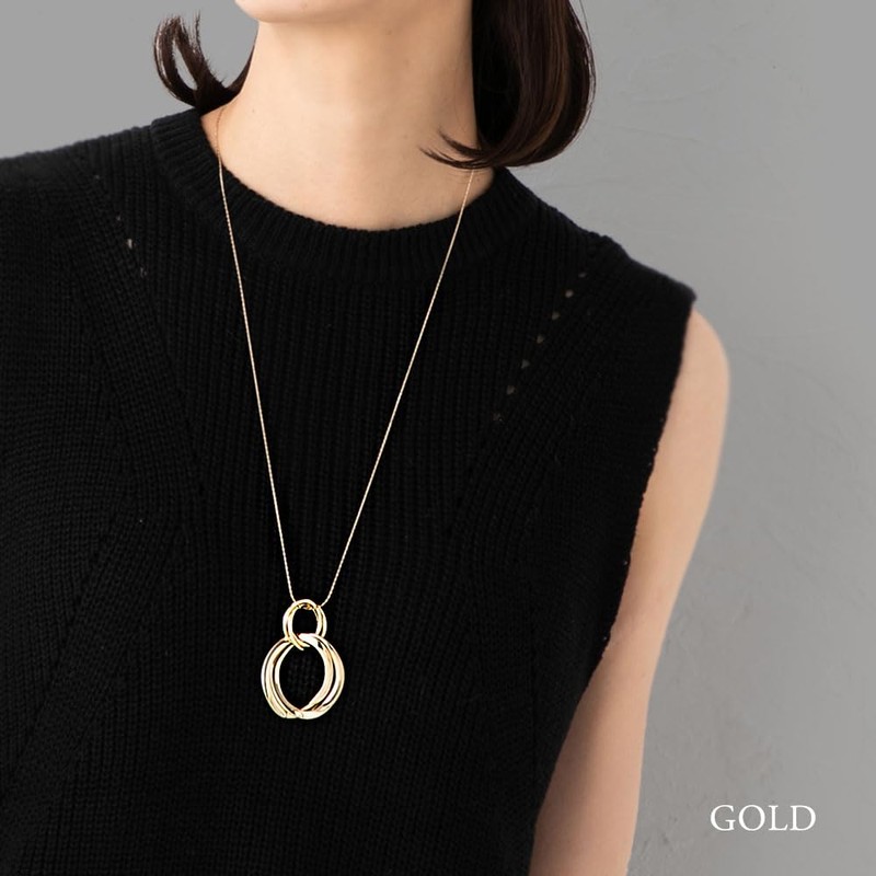Jewel VOX Necklace, Nickel-Free, Oval, Long Necklace, Metal Allergy-Friendly, Stylish,