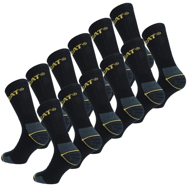 Caterpillar Men's Real Work Socks, 12 Pairs Black
