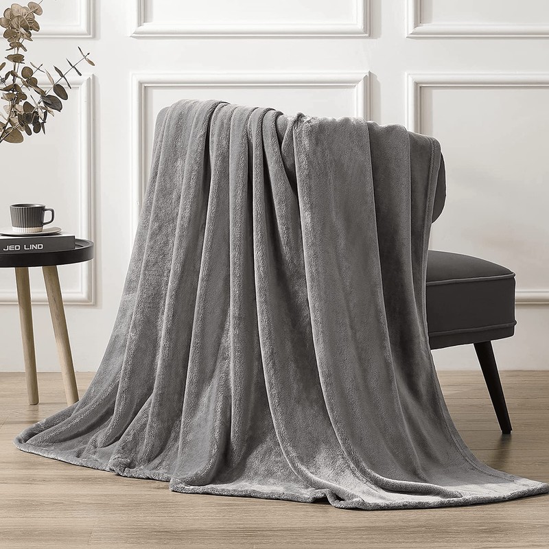 Double Dark Grey Luxury Super Soft Plush Flannel Fleece Blanket