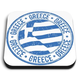 1 x quadratischer MDF-Kühlschrankmagnet – Griechenland Griechenland Flagge Reisestempel 5591