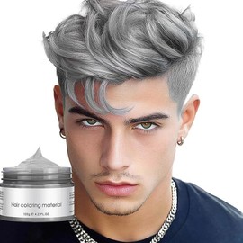 Temporary Hair Color Wax - 9 Colors Washable & Non-Stick |Safe Non-Toxic Makeup for Halloween Cosplay Party No Bleach Rinse with Water, Gray / 임시 헤어 컬러 왁스 - 9가지 색상 세척 가능 & 끈적임 없음 | 할로윈 코스프레 파티를 위한 안전한 무독성 메이크업 표백제 필요 물로 헹굼, 회색