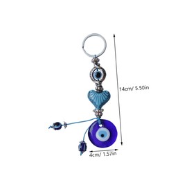 BESPORTBLE Blue Eye Keychain Turkish Nazar Hamsa Good Luck Charm Hanging Evil Eye Heart Charms Keyring Pendant Feng Shui Keychain for Car Bag Purse