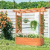 45"Raised Garden Bed w/ Trellis, Wood Planter Box with Hanging