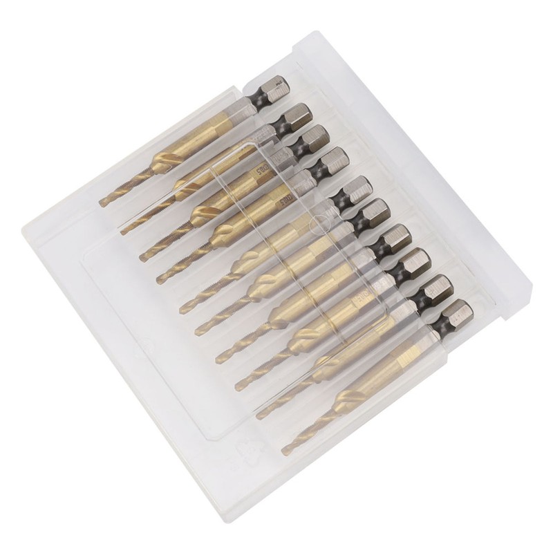10pcs Hex Shank Drill Bit Metric Screw Thread Tap Titanium