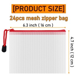 D-KINGCHY 24Pcs Zipper Storage Bags, Plastic Mesh Zippered Pouch for Organization, Waterproof Versatile Bags for Office Supplies School Travel