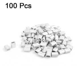 TOP-VIGOR 100Pcs 3mm Oval Aluminum Sleeves Clamps, Aluminium Wire Rope Clamp Crimping Loop Sleeves Clip for Fixing Steel Wires, Ropes, And Electrical Wires