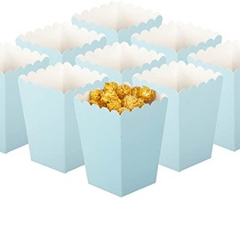 Light Blue Popcorn Boxes Set of 36 Mini Paper Popcorn Favor Boxes,Open-Top Cardboard Popcorn Container for Party Supplies
