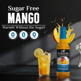 Syruvia Sugar-Free Mango Syrup, Flavored Syrup for Drinks, Cocktails, Lemonades, Iced Teas, and Desserts – 25.4 fl oz