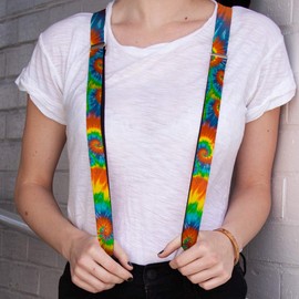 Buckle-Down unisex adults Buckle-down - Tie Dye Suspenders, Tie Dye, One Size US