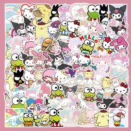 For Sanrio Stickers Set of 100 Cute Cartoon Reward Stickers Cute DIY Waterproof Stickers Material Guitar Car Bicycle Water Bottle DIV Stickers, Birthday Gift, New Year Gift