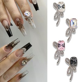 10Pcs Bowknot Shaped Nail Charm 3D Luxury Nail Art Gig Gem Diamonds Crystal Nail Art Rhinestones for DIY Nail Manicure Jewelry Crafts