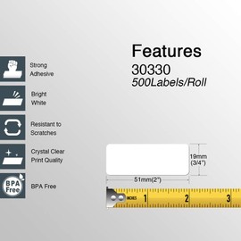 BETCKEY - Compatible DYMO 30330 (3/4" x 2") Multipurpose/Return Address Labels - Compatible with Rollo, DYMO Labelwriter 450, 4XL & Zebra Desktop Printers[2 Rolls/1000 Labels]