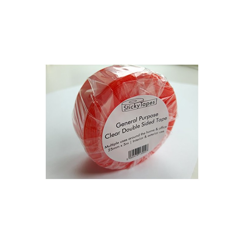 StickyTapes Clear Double Sided Tape - 25mm x 5m