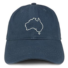 Trendy Apparel Shop Australia Map Outline Embroidered Cotton Dad Hat - Navy