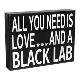 JennyGems Black Lab Gifts, All You Need Is Love and a Black Lab Wooden Sign, Labrador Retriever Dog Mom, Shelf Decor and Wall Hanging, Made in USA