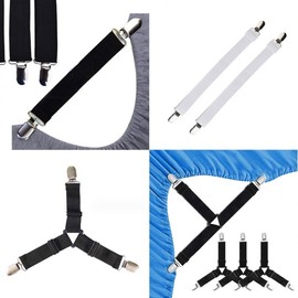 Bed Sheet Fastener Straps & Duvet Clips - Anti-Slip Grippers for Sheets and Comforters Anti-Slip Y-Type (2 Pcs) / Black 6ea