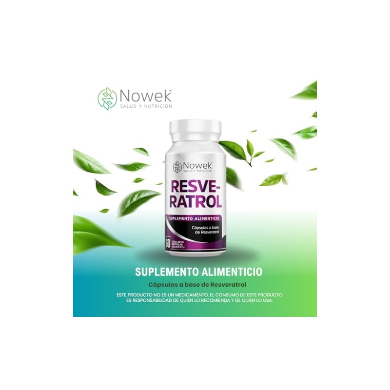 Nowek | Resveratrol | 60 Cápsulas | Suplemento Alimenticio |