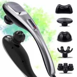 MEGAWISE Handheld Deep Tissue Massager Quiet 3600rpm Ergonomic Design 5 Speeds 5 Modes