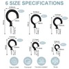vsshe 75PCS 6 Size Set Cup Hooks Screw, Black Plastic