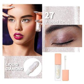 Oulac Liquid Glitter Eyeshadow - Metallic Icy White Eyeshadow Shimmer Eyeshadow with Fine Sparkle & Glow, Blendable Sparkly Eyeshadow Eye Make-up, Crease Resistant, Vegan, 5.4g, Frosted Ice (27)