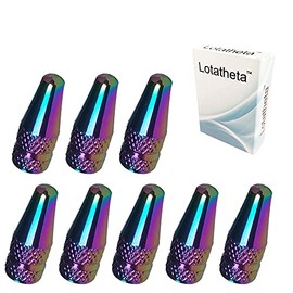 Lotatheta 8 Pcs Fantasy Colorful MTB Presta Bike Bicycle Road Racing Coloured Metal Anodized Machined Aluminum Alloy Tire French Style Valve Cap Dust Covers