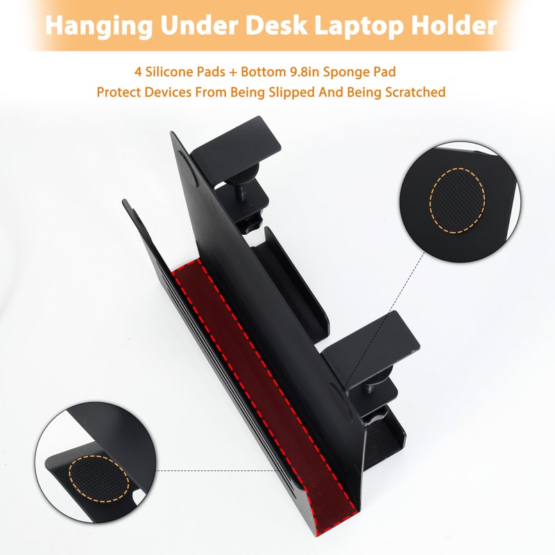 ROLIZOE Desk Side Storage with 2 Hooks No Drill Under