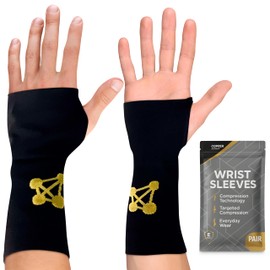 CopperJoint Wrist Brace for Carpal Tunnel Relief – Copper Compression Wrist Sleeve for Carpal Tunnel, Gaming Wrist Support, Yoga Wrist Support, Tennis Wrist Support, Wrist Sleeve (Pair, Small)