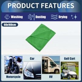 INFINAUTO Cleaning Cloths Towel,Car Drying Plush Cloth Absorbent Microfiber Green,1pcs 420g/㎡ 60x160cm