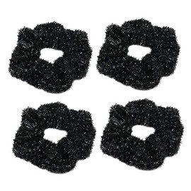 Sequins Christmas Performance Hair Scrunchies Hair Bobbles Metallic Elastics Ponytail Holders Hair Wrist Ties Bands Cloth Scrunchies for Show Gym Dance Party Club Girl 4 Pcs (Black)