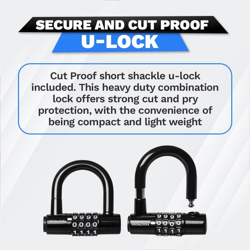 DocksLocks Anti Theft Steel Cable U-Lock, 25ft, Weatherproof, Cut Proof,