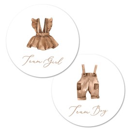 Boho Baby Clothes Pegatinas de revelación de género - 40 etiquetas (20 de cada diseño)
