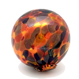 Totally Blown Glassworks Pond Float. Handmade Blown Glass, Garden Gazing Ball, Table Centerpiece, Assorted sizes available. Home and Patio Decor. Artist Dehanna Jones. Seattle, WA. (Orange Rainbow MM)