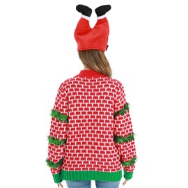 Men? Ugly Christmas Sweater Unisex Women`s Funny Novelty Fairisle Pullover for PartySmallChimney Santa Surprise