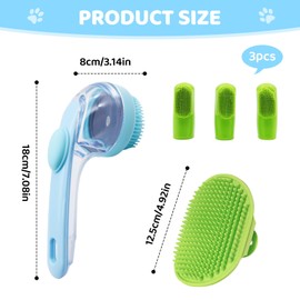 Dog Bath Brush Kit – Pet Bath Brush With Soap Dispenser, Pet Toothbrush, Soft Silicone Bristle Shower Massage for Dogs & Cats - Tangle-Free Glide & Coat Stimulation