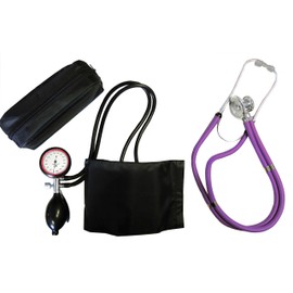 Blood Pressure Monitor 2-Tube Upper Arm + Rappaport Double Tube Stethoscope Purple Double Head Tiga-Med Quality