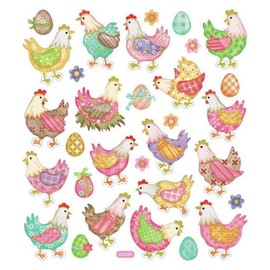 Sticker King SK4315 Chickens in Plaid Stickers