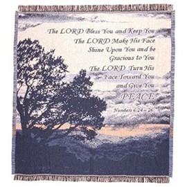 "Lord Bless You" Bible Verse Numbers 6:24-26 Afghan Throw Blanket 48" x 60"
