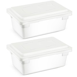 Barydat 2 Pack Food Storage Box Tote, Freezer and Dishwasher Safe Commercial Food Storage Containers, Storage Bins with Lids for Fruits Vegetables Grains Home Organization, White (3.5 Gallon)