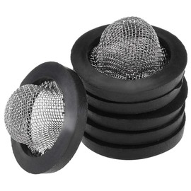 TA-VIGOR 6 Pcs Black Rubber Flat Washer 19mm OD, 13mm ID, 3mm Thickness with Stainless Steel Inlet Filter for Faucet, Pipe, and Water Hose