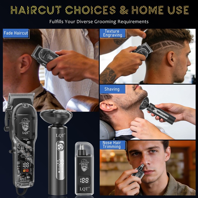 Hair Clippers for Men with LED Display, 3-Piece Professional Grooming