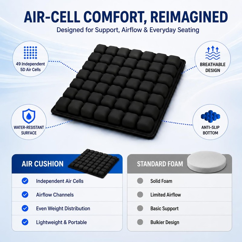 Portable Inflatable Seat Cushion for Wheelchair Car Office Pressure Relief