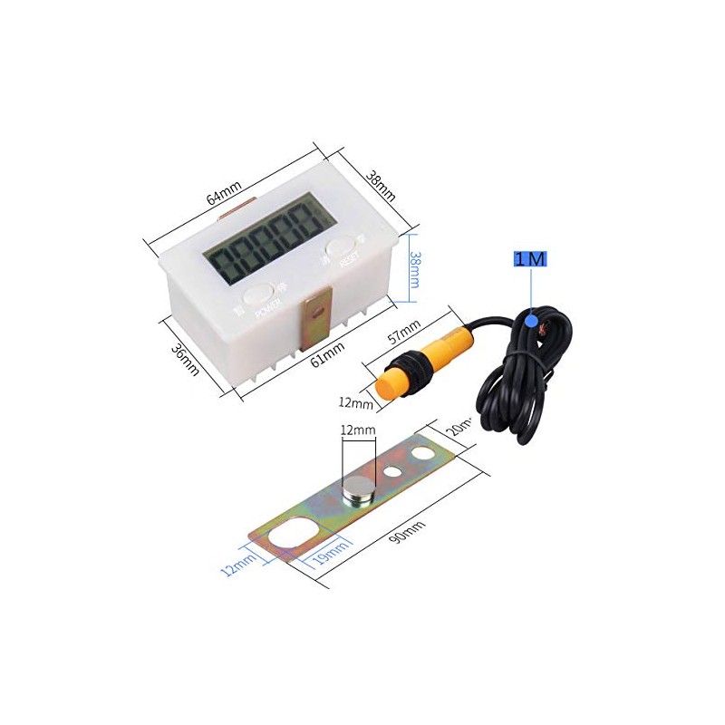 DIGITEN LCD Digital 0-99999 Counter 5 Digit Plus UP Gauge